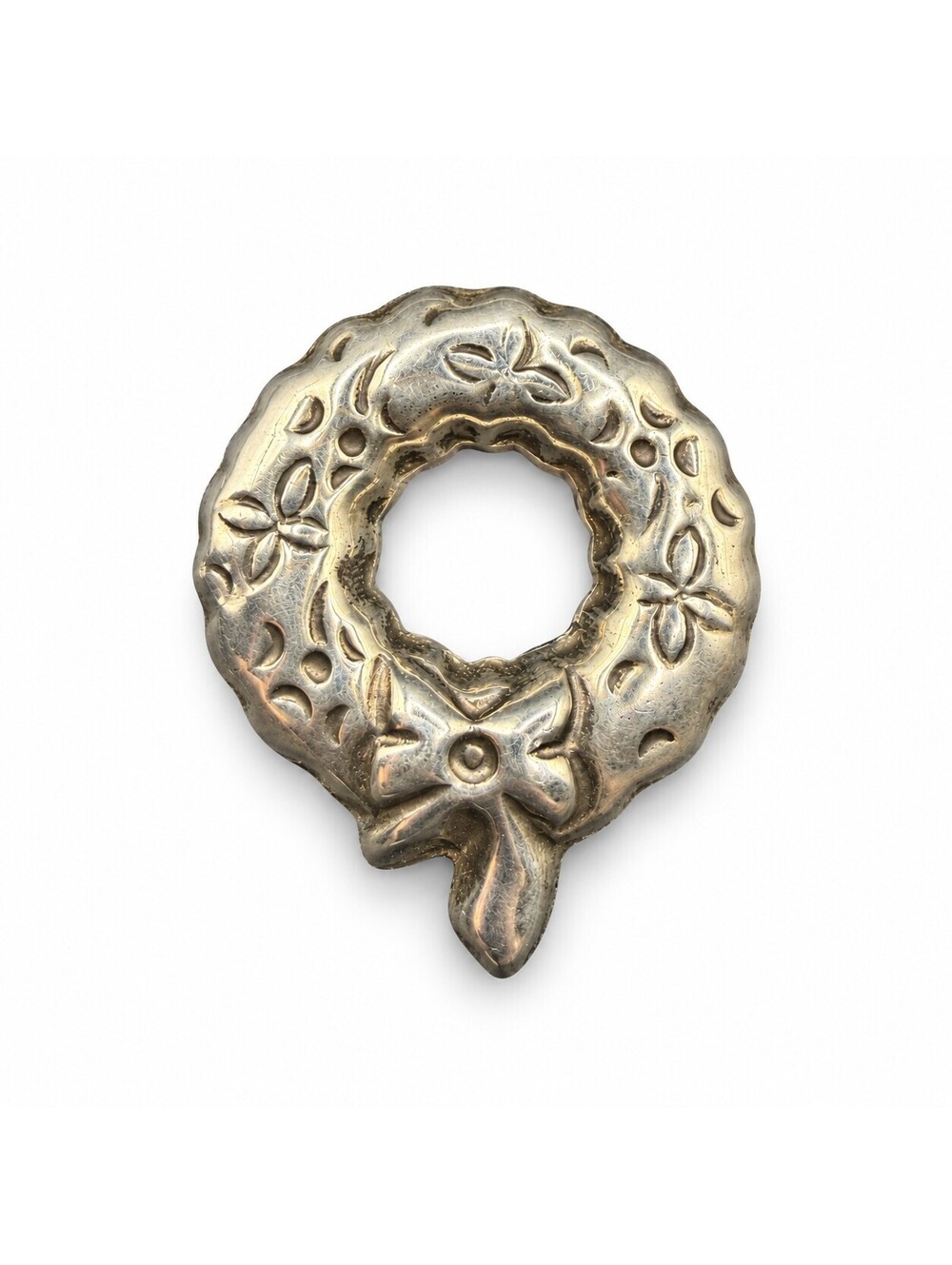 Mexico 925 Sterling Silver AT Floral Wreath Brooch Pendant 9.21g